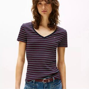 Tommy Hilfiger New Pink/Black Fitted Short Sleeve Tee